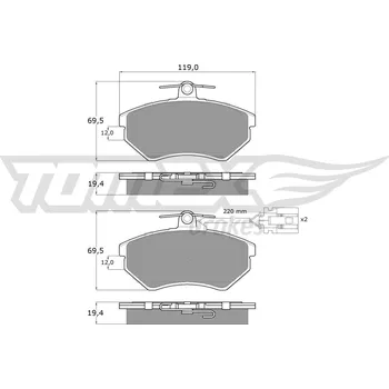 Brzdová destička Sada brzdových destiček, kotoučová brzda TOMEX TX 12-04