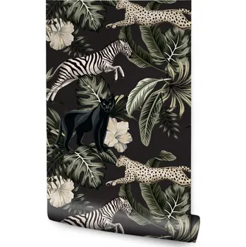 Fototapeta Vliesová tapeta ZEBRA Divoké kočky Listy Květiny