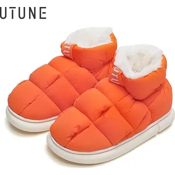 Dámská zimní obuv Dámské prošívané sněhule Barva: Oranžová, Velikost: 44-45