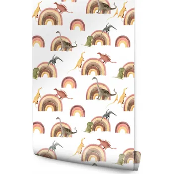 Fototapeta Tapeta na zeď pro chlapce DINOSAUŘI Barevné duhy Boho styl