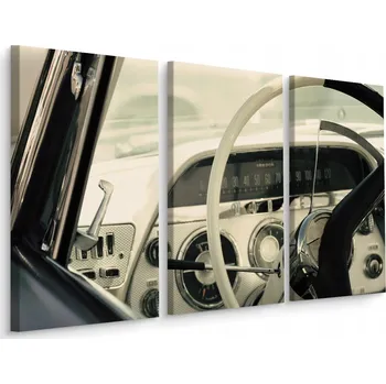 Obraz Obraz TRYPTYCH Interiér Veterána Auta 3D 60x40