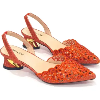 Dámské lodičky Ažurové lodičky s kamínky Velikost: 43, Barva (Varianta): orange
