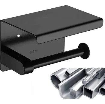 DRŽÁK TOALETNÍHO PAPÍRU 304 S POLIČKOU Matná černá KOUPELNOVÝ VĚŠÁK