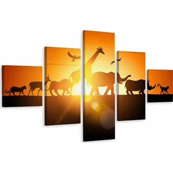 Obraz Vícedílný obraz ZVÍŘATA Západ Slunce 3D 150x90
