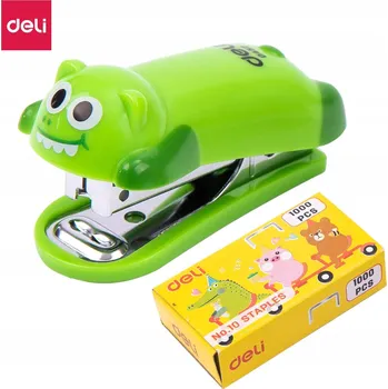 Dětská sešívačka PAN KROKO DELI Krokodýl zelená, kancelářská, pro sešívací sponky č. 10