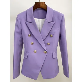 Dámské oblečení Luxusní dámské sako dvouřadé s knoflíky Barva: Levandulová, Velikost: L