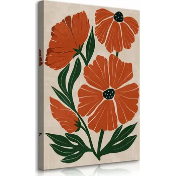 Obraz OBRAZ NA PLÁTNĚ MAKI KVĚTINY MRTVÁ PŘÍRODA ROSTLINY STYL BOHO 70x100