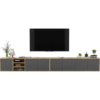 Komoda Závěsná skříňka pod TV Loft Komoda Grafit MAT 300 cm
