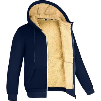 Pánský kabát Pánská bunda s podivnou s beránku Barva: Tmavě Modrá, Velikost: 4XL