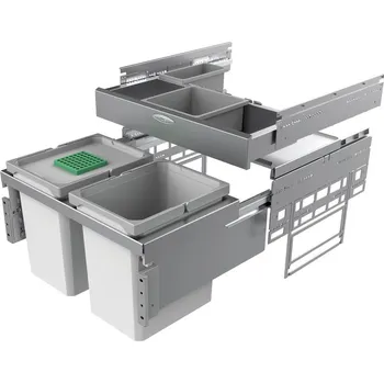 Odpadkový koš Cox® Base 360 K/600-2 včetně Base-Board® odpadkový koš pro čelní výsuv, s bio víkem, světle šedá, V 460mm
