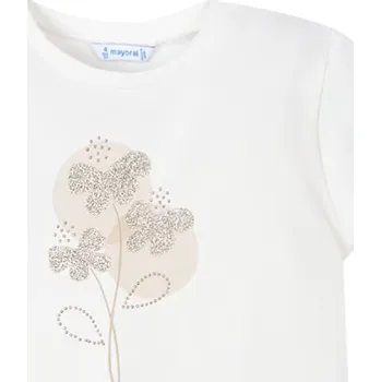 MAYORAL dívčí tričko KR s květinou smetanová vel. 116 cm
