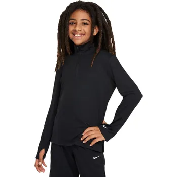 Chlapecké tričko Dětské funkční tričko s dlouhým rukávem Nike B NK DRI-FIT UV MULTI LS HZ TOP ESS černé FN8375-010 - M | UK 9 | US 10