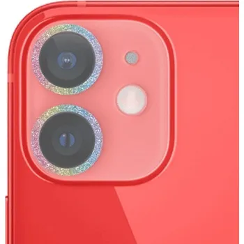 Tvrzené sklo se třpytivými rámečky k ochraně čoček fotoaparátu pro iPhone 12 - duhové