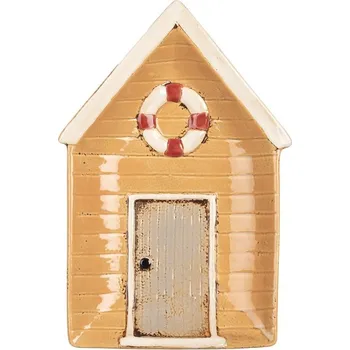 Talíř Žlutý keramický talířek plážový domek - 25*17*3 cm