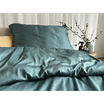 Povlečení Prémiové povlečení bavlněný satén organická bavlna lahvově zelená - 50x50 cm