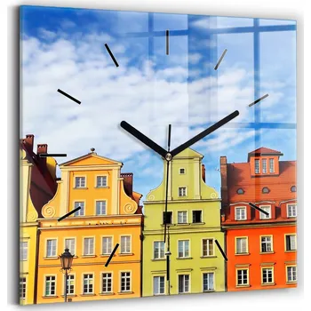 Hodiny Nástěnné Čtvercové Skleněné Hodiny s Motivem Vratislav - Staré Město 30x30 cm