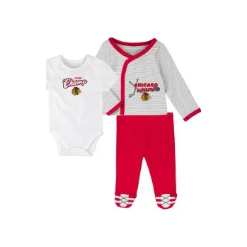 Chlapecké tričko Dětské body NHL Outerstuff Chicago Blackhawks - 3 ks sada, Velikost 6-9 měsíců (70-80 cm)