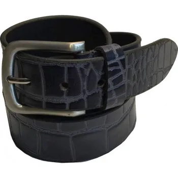 Opasek Kožený opasek VZOROVANÝ MODROŠEDÝ, Velikost 105cm