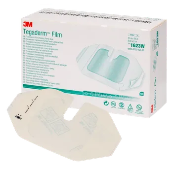 Náplast 3M™ Tegaderm™ Transparentní filmové krytí s rámečkem s I.V. výřezem, 6x7cm (100 ks)