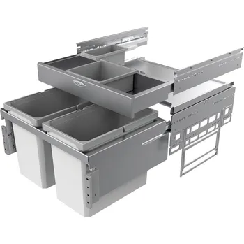 Odpadkový koš Cox® Base 360 S/600-2 včetně Base-Board, odpadkový koš pro čelní výsuv, světle šedá, V 460mm