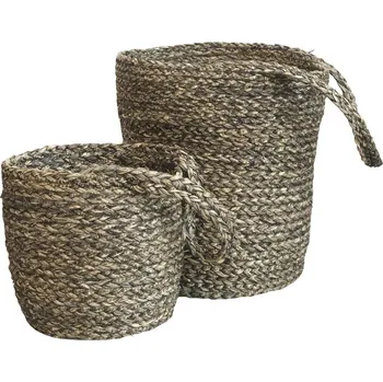 Úložný box 2ks závěsný úložný koš z mořské trávy Loani - Ø 27*30/ Ø 20*20 cm