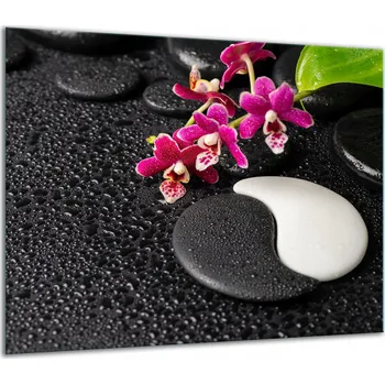 Obraz SKLENĚNÁ OCHRANNÁ DESKA NA SPORÁK 60x52 KVĚTINA