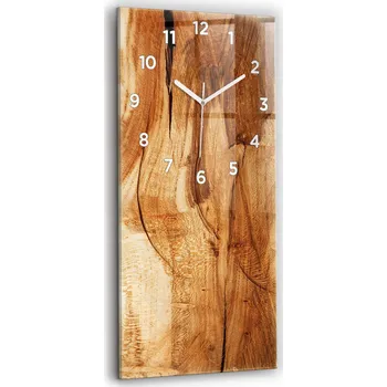 Hodiny Hodiny Tvrzené Sklo Tiché Bez Hlučné Nástěnné Textura dřeva 30x60