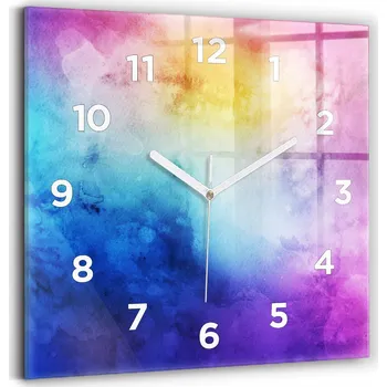 Hodiny Foto Hodiny Skleněné Nástěnné Do Moderních Interiérů Barevné Skvrny 30x30 cm