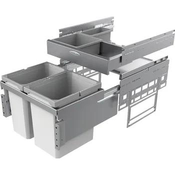 Odpadkový koš Cox® Base 360 K/500-2 včetně Base-Board® odpadkový koš pro čelní výsuv, bez bio víka, světle šedá, V 460mm