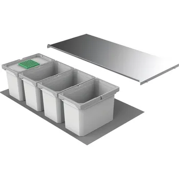 Odpadkový koš Cox® Box 235 K/900-4, odpadkový koš pro stávající výsuvy, s bio víkem, světle šedá