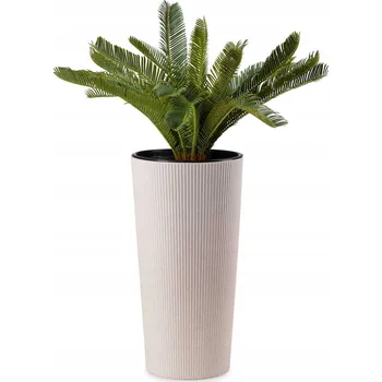 Květináč Květináč plast béžový, bílý HowHomely 57 cm x 30 cm x 57 cm