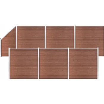 Plot Oplocení WPC 6 čtvercových panelů 1 šikmý 1138 x 186 cm, bronzový