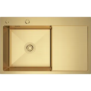 Granitový dřez Erga HD, 1-komorový ocelový dřez 780x490x210 mm, levý, zlatá, ERG-MLS-HD7849LG