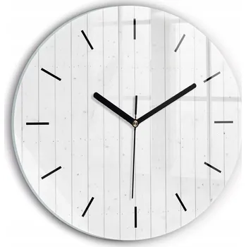 Hodiny Moderní skleněné nástěnné hodiny s potiskem Vzor dřevěné panely průměr 30 cm