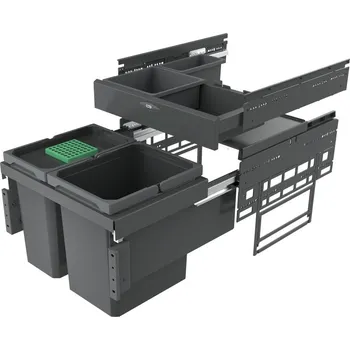 Odpadkový koš Cox® Base 360 K/500-2 včetně Base-Board® odpadkový koš pro čelní výsuv, s bio víkem, antracit, V 460mm