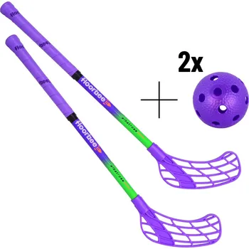 Florbalová hůl FLOORBEE Albatross Starter + ball Florbalový set fialová / zelená, Oboustranná, 50cm (=60cm), (6 - 8 let)