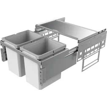 Odpadkový koš Cox® Base 360 K/600-2, odpadkový koš pro čelní výsuv, bez bio víka, světle šedá, V 360mm