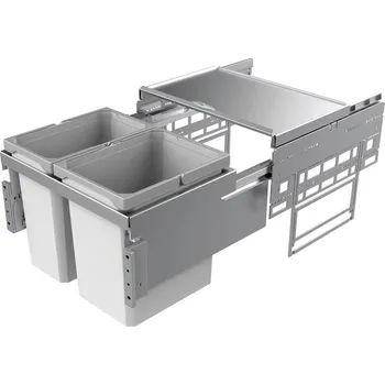 Odpadkový koš Cox® Base 360 K/500-2, odpadkový koš pro čelní výsuv, bez bio víka, světle šedá, V 360mm