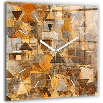 Hodiny Velké skleněné nástěnné hodiny s grafikou - Tiché - Geometrické tvary 60x60 cm