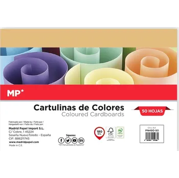 Výtvarný papír Main Paper S.L. Main Paper Sada jednobarevných papírů (180g/m2, 50 listů) A4 - žlutá