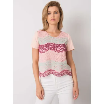 Dámské tričko Červeno-béžové dámské tričko s pruhy LK-BZ-506276.07P-beige Velikost: 36