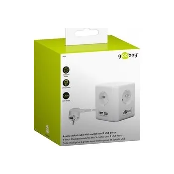 Elektrická zásuvka CUBE power strip, Goobay cube 4xAC 2xUSB