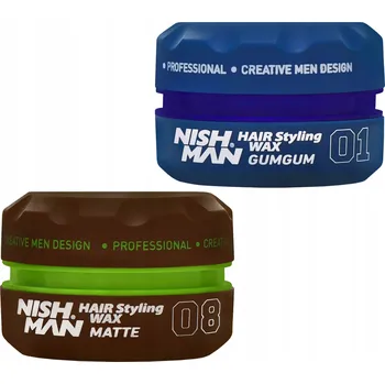 Stylingový přípravek Nishman 08 Matný vosk na vlasy 150 Ml + 01 Vosk na vlasy Gumgum 150 Ml
