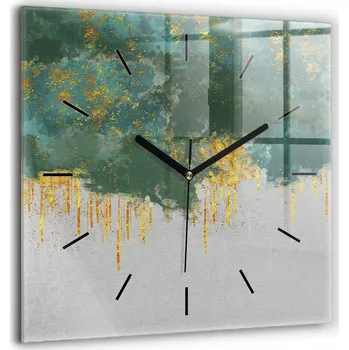Hodiny Velké Nástěnné Hodiny s Obrazem, Skleněné, Tichý Chod, Loft Design