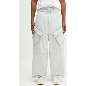 Dámské džíny Bavlněné džíny Marcelo Burlon Bleach Denim Wide Cargo Light Blue No Co, S, modrá, 05X