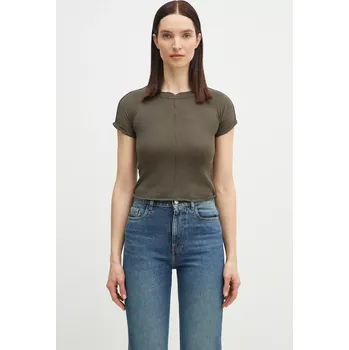 Pánské tričko Tričko s příměsí lnu Ottolinger Deconstructed Linen, S, zelená, 87X