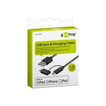 Datový kabel USB - microUSB + Apple Lightning Goobay kabel 1m