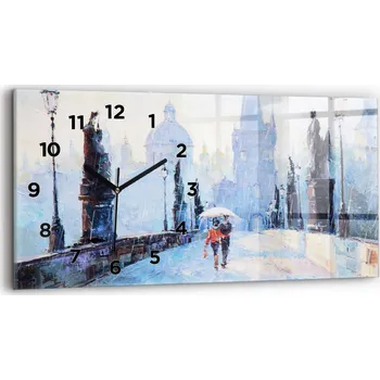 Hodiny Nástěnné hodiny kulatý dekorativní klasické kuchyňské 60x30 cm Olejová malba