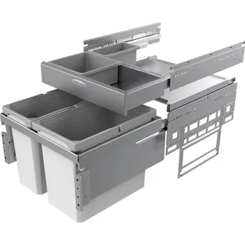 Odpadkový koš Cox® Base 360 S/500-2 včetně Base-Board, odpadkový koš pro čelní výsuv, světle šedá, V 460mm