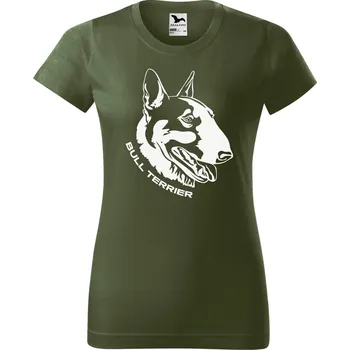 Dámské tričko s potiskem Bull terrier Barva trička: Khaki - 09, Velikost: 2XL